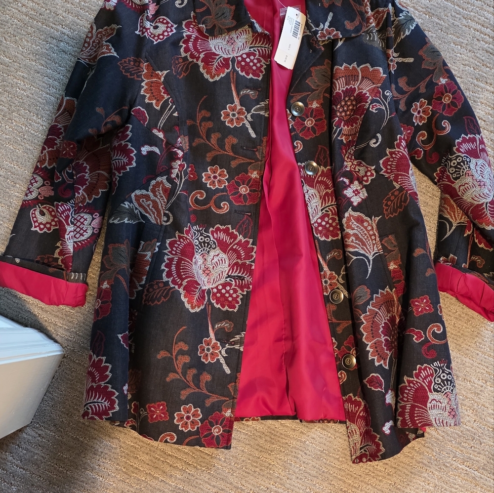 Chico's Floral Blazer - Black and Red